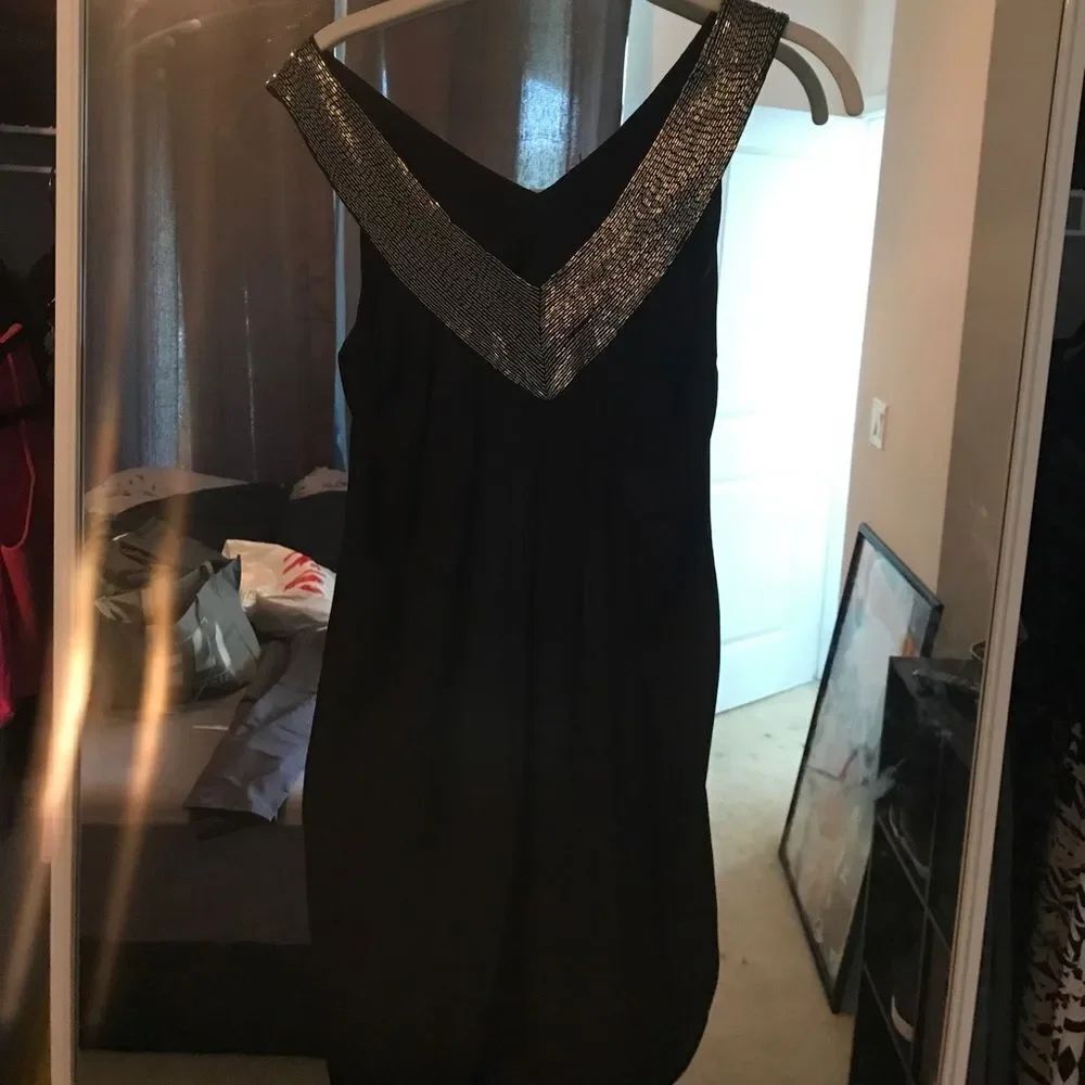 Alice & Olivia Black Silver Embroidered Dress - S